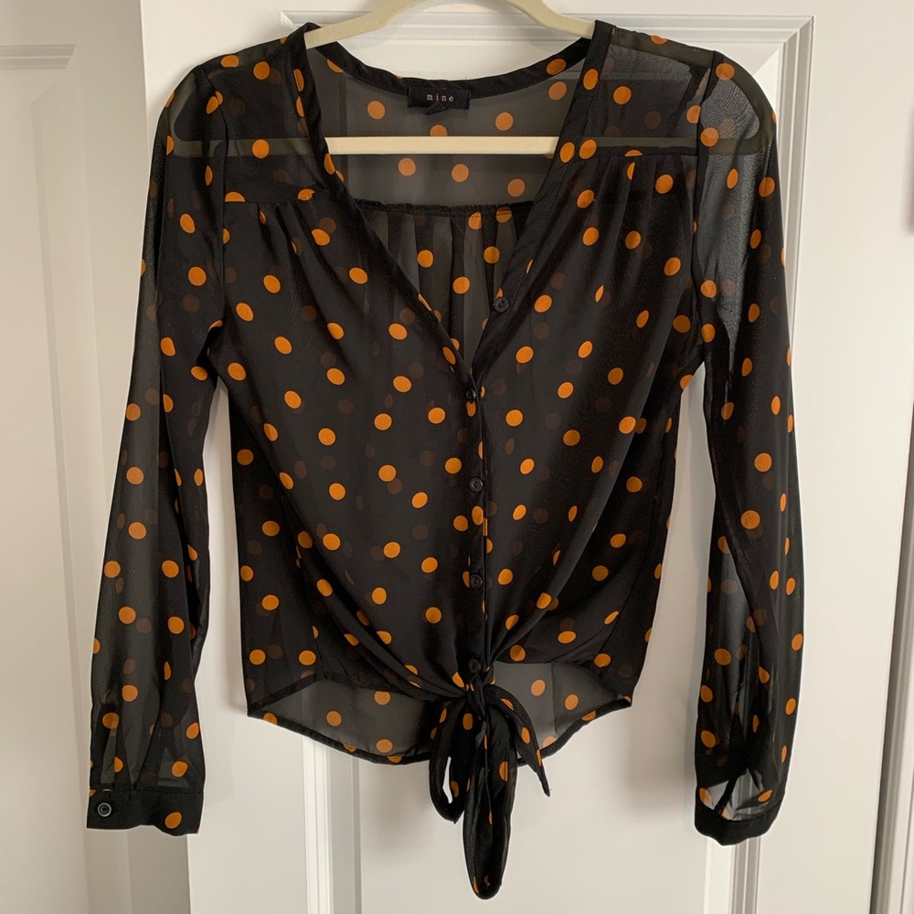 Black with brown/orangey dots blouse